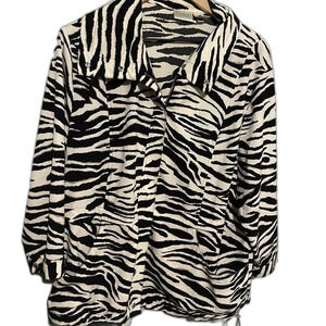 Zenergy by Chico's Zebra Print Zip-Up Jacket Size 3